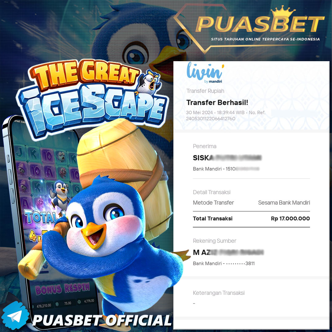 BUKTI WD PUASBET 30 MAY 2024 ( The Great Icescape PGSOFT ) Rp.17,000,000 – LUNAS)