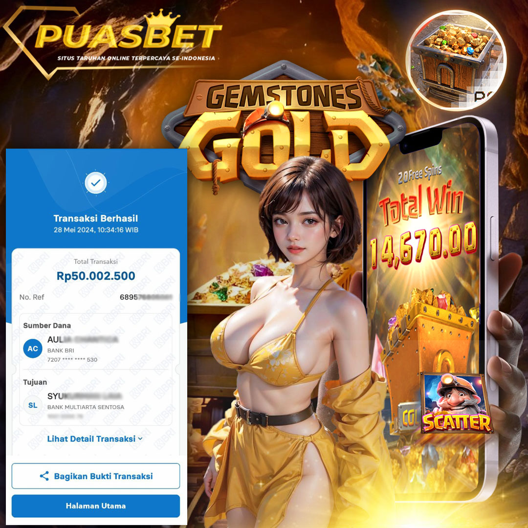 BUKTI WD PUASBET 28 MAY 2024 ( GEMSTONES GOLD PGSOFT ) Rp.50,000,000 – LUNAS)