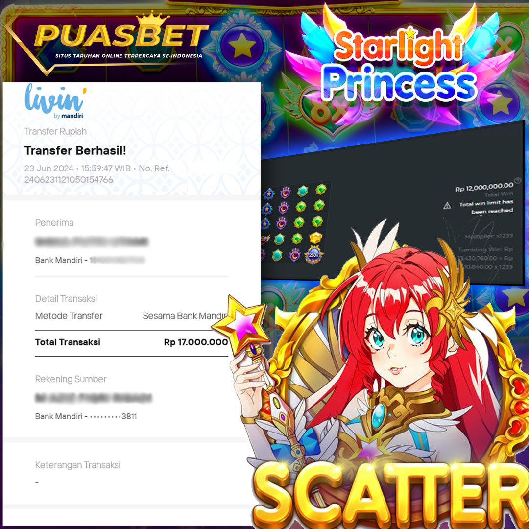 BUKTI WD PUASBET 23 JUNE 2024 ( Starlight Princess PRAGMATIC ) Rp.17,000,000– LUNAS)