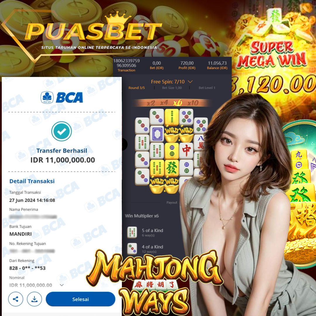BUKTI WD PUASBET 27 JUNE 2024 ( MAHJONG WAYS PGSOFT) Rp.11,000,000– LUNAS)