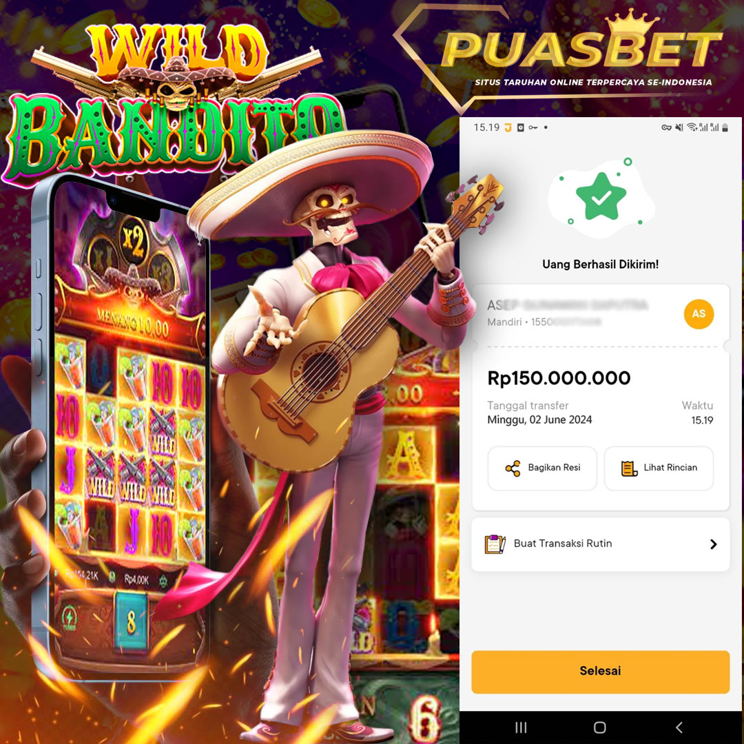 BUKTI WD PUASBET 02 JUNE 2024 ( WILD BANDITO PGSOFT ) Rp.150,000,000 – LUNAS)