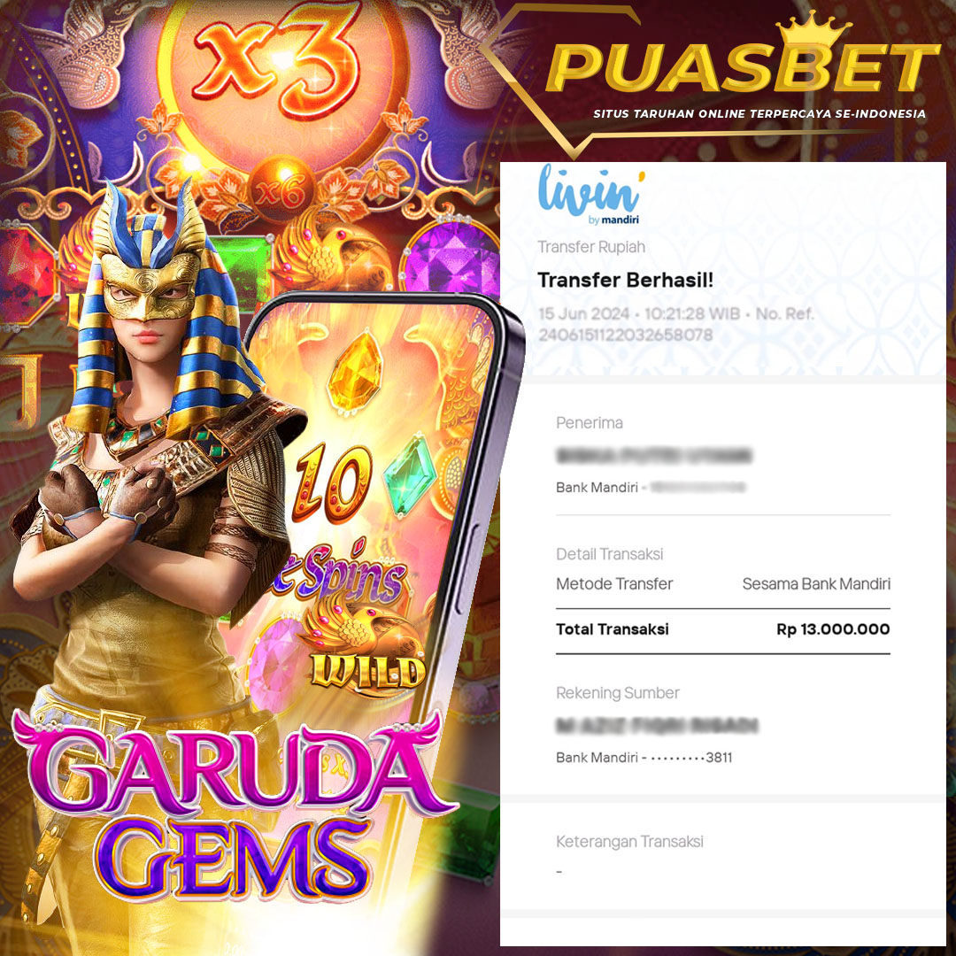 BUKTI WD PUASBET 15 JUNE 2024 ( Garuda Gems PRAGMATIC PLAY ) Rp.17,000,000– LUNAS)