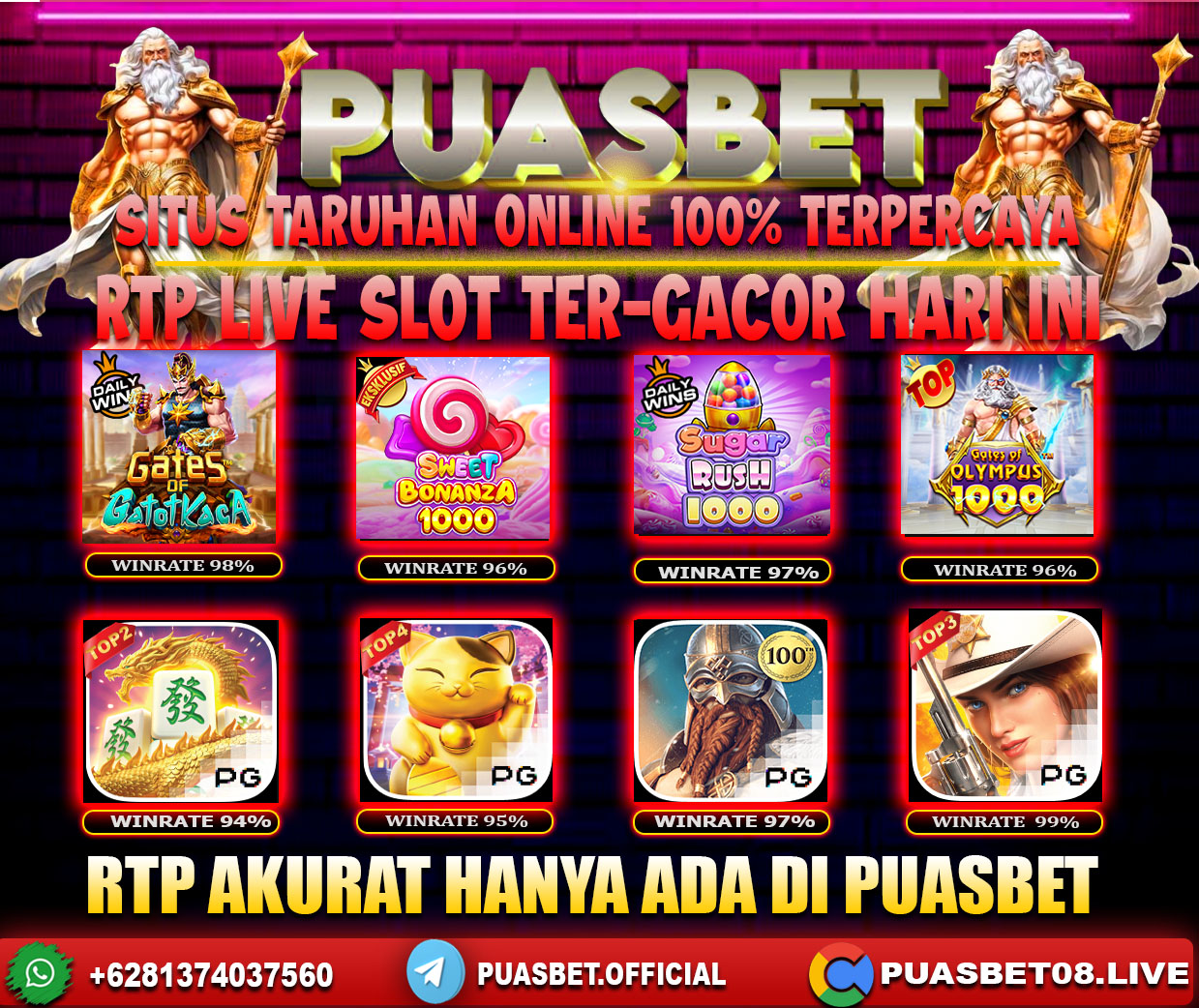 INFO SLOT GACOR PUASBET 08 JULI 2024