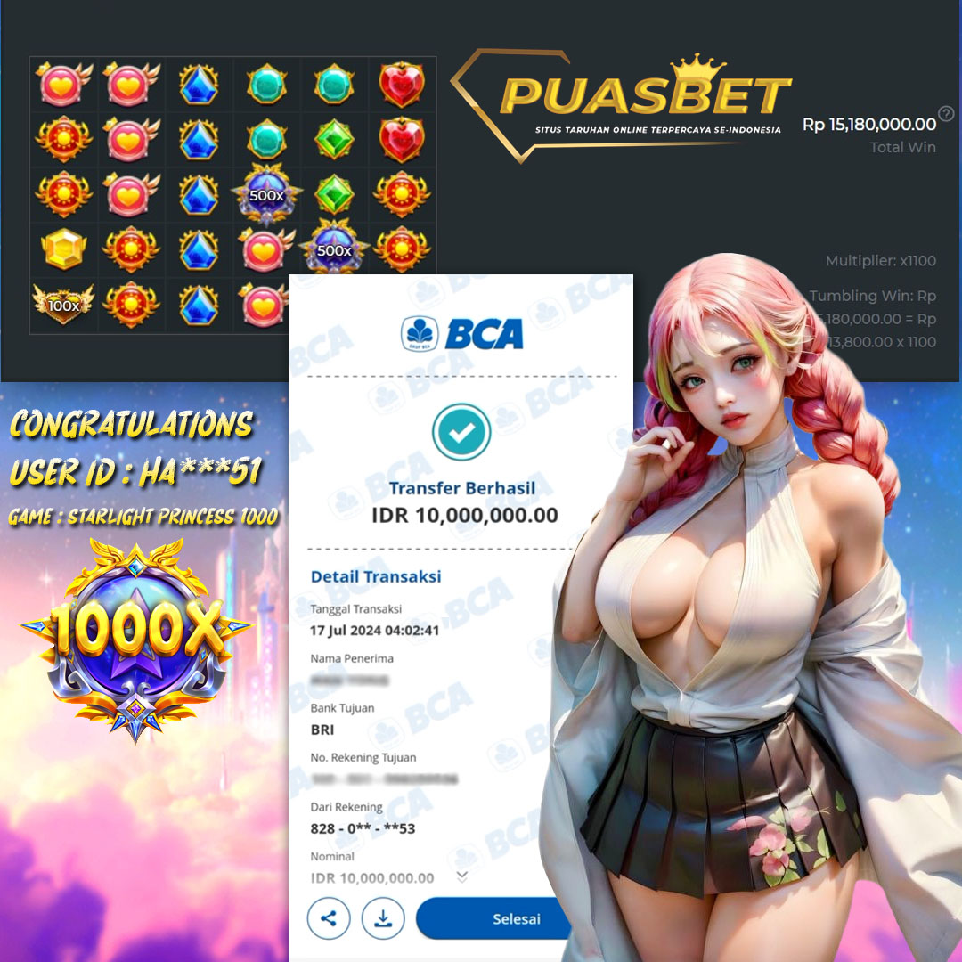 BUKTI WD PUASBET 17 JULI 2024 ( Starlight Princess 1000 Pragmatic Play ) Rp 10,000,000 – LUNAS)