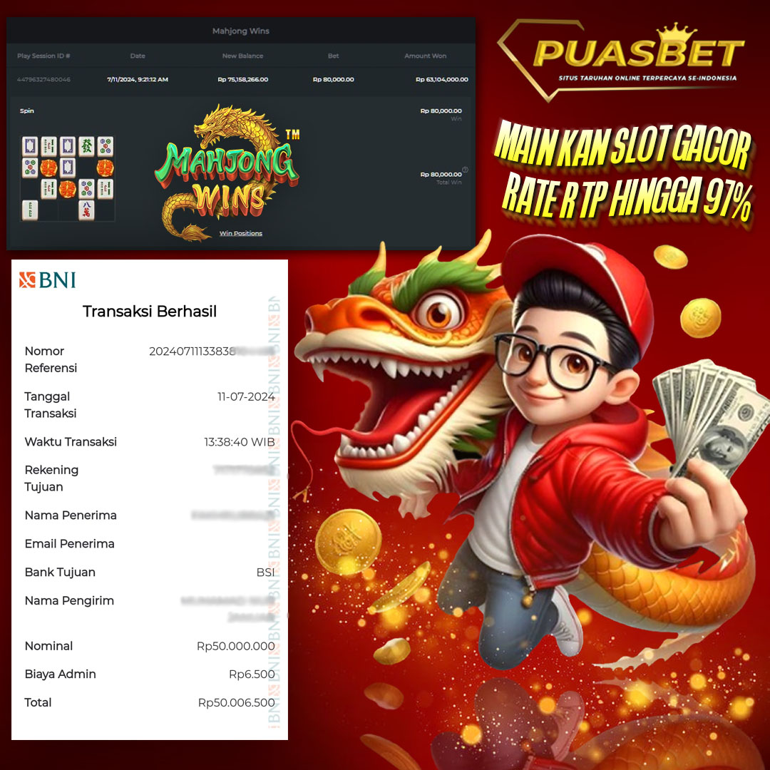 BUKTI WD PUASBET 11 JULI 2024 ( Mahjong Wins Pragmatic Play ) Rp 50,000,000 – LUNAS)