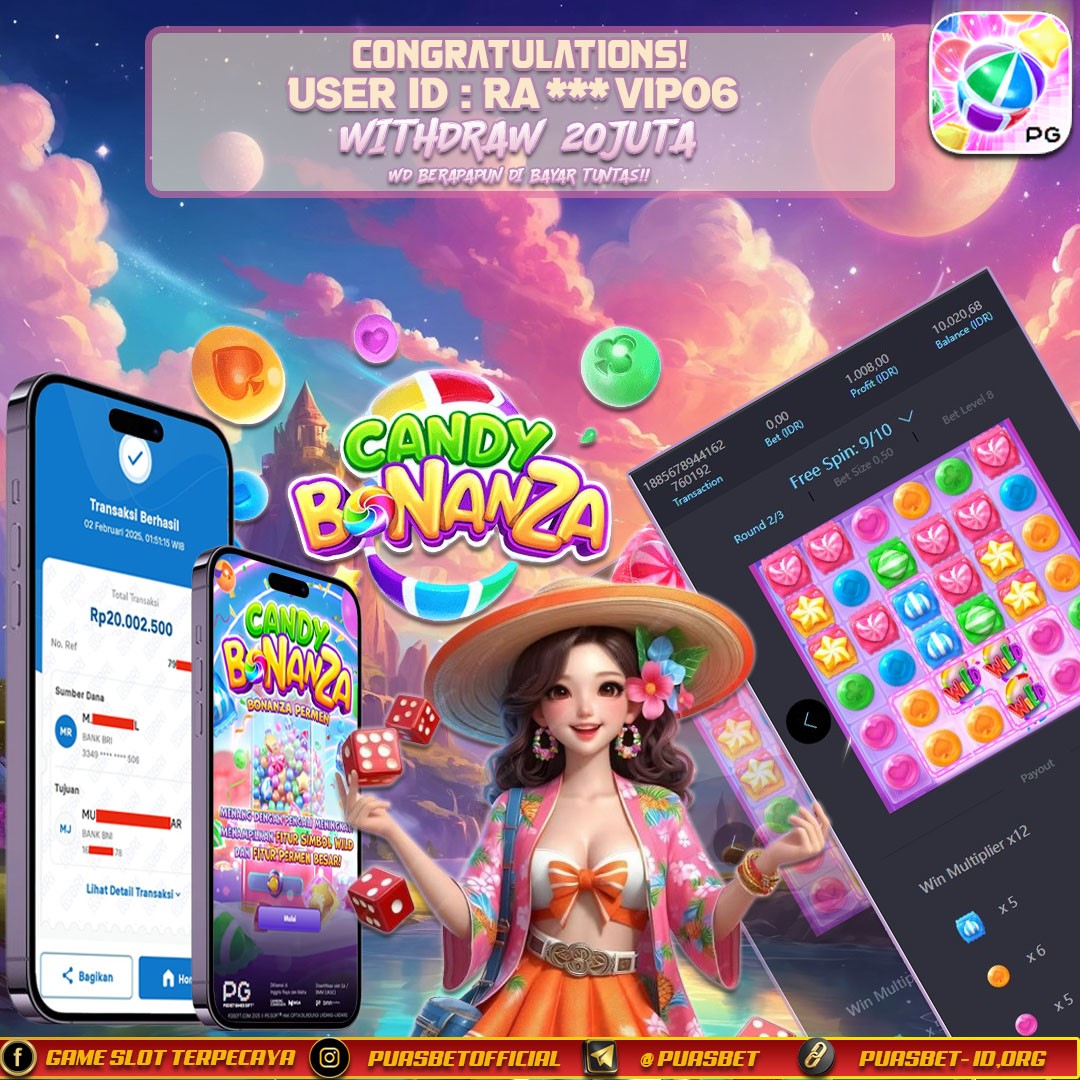 BUKTI WD PUASBET (CANDY BONANZA PG SOFT Rp. 20,000,000 – LUNAS)