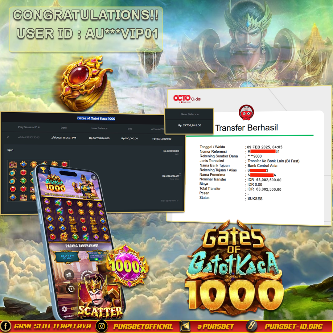 BUKTI WD PUASBET (GATES GATOTKACA 1000 PRAGMATIC PLAY  Rp. 63,000,000 – LUNAS)