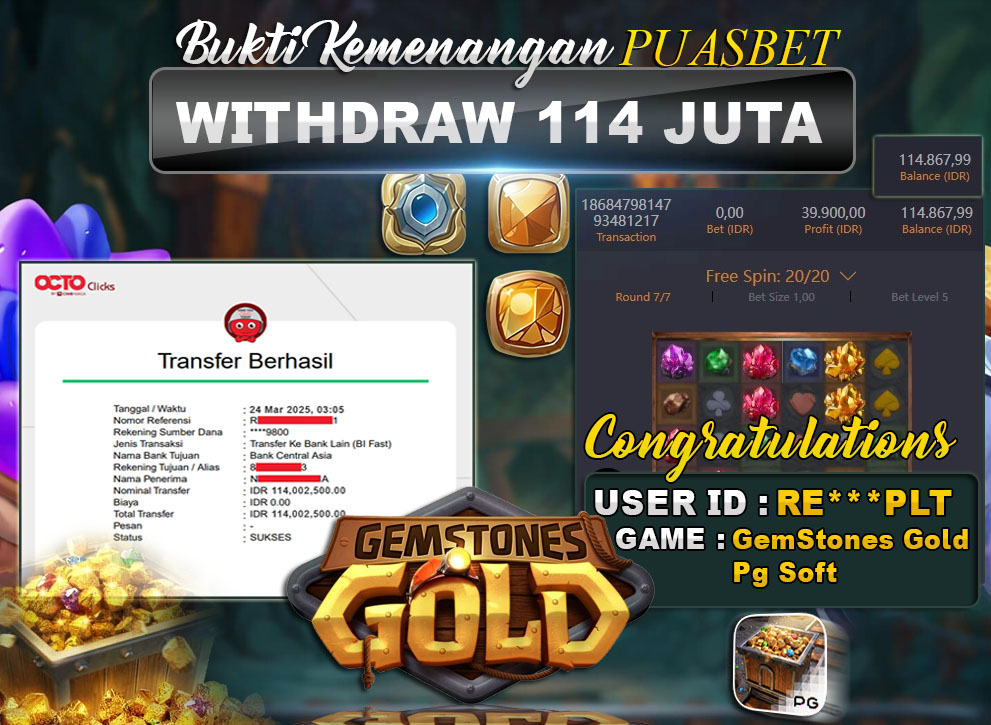 BUKTI WD PUASBET (GemStones Gold Pg Soft Rp. 144,000,000 – LUNAS)
