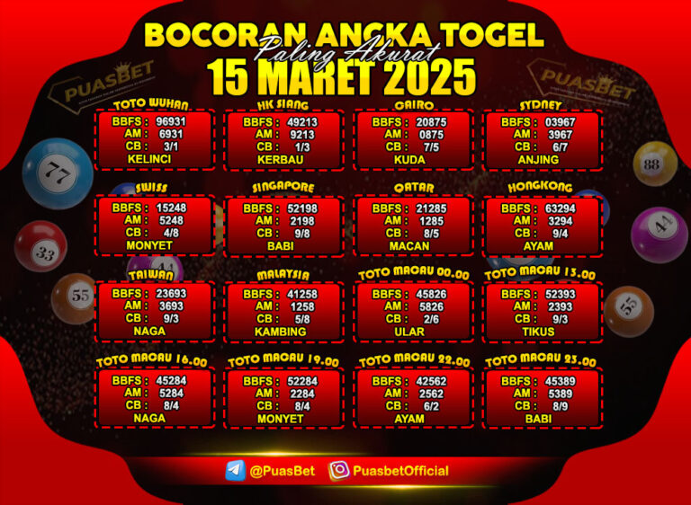 TOGEL PUASBET BY AREE 15 MAR
