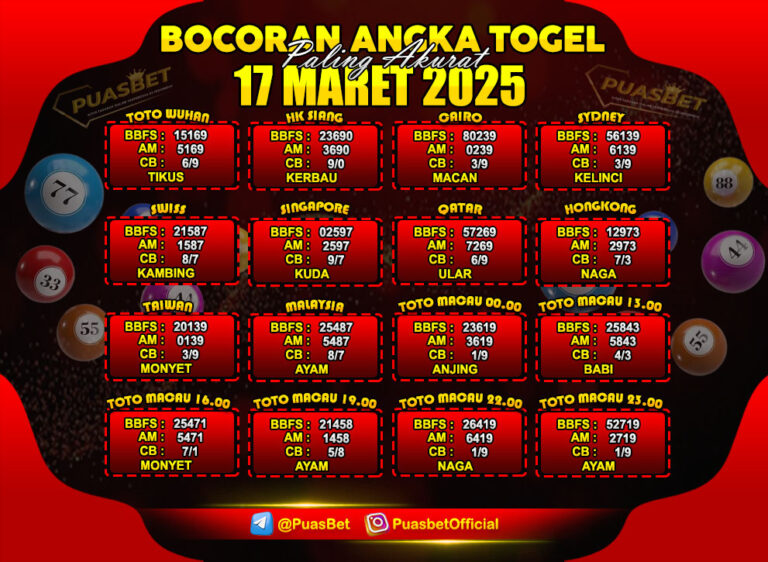 TOGEL PUASBET BY AREE 17 MAR