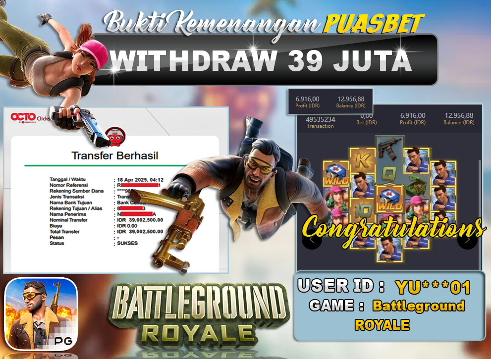 BUKTI WD PUASBET (Battleground Royale Pg Soft Rp. 39,000,000 – LUNAS)