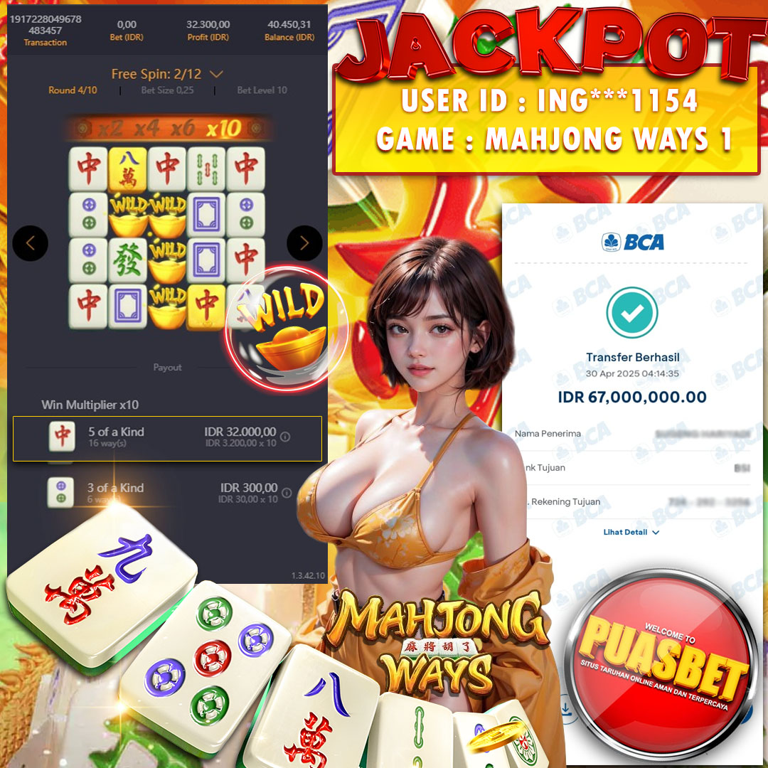 BUKTI WD PUASBET ( PG SOFTMAHJONG WAYS Rp. 67,000,000 – LUNAS)