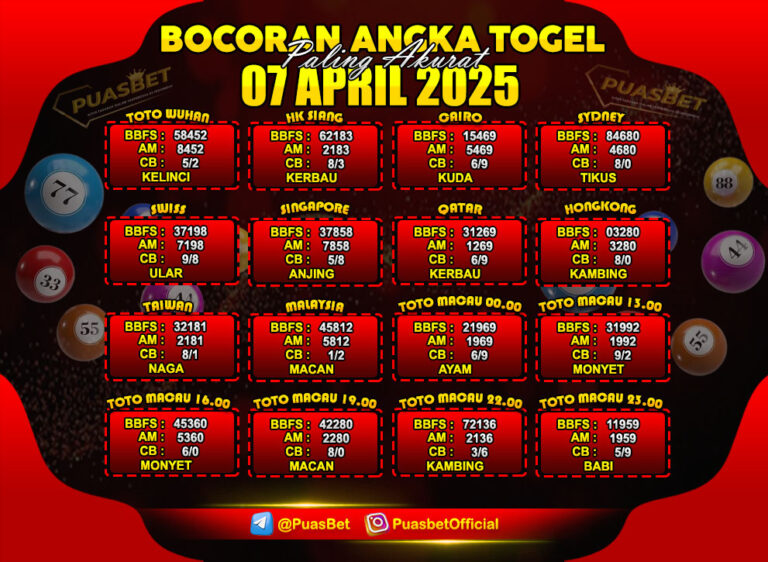 PREDIKSI TOGEL PUASBET 07 APR