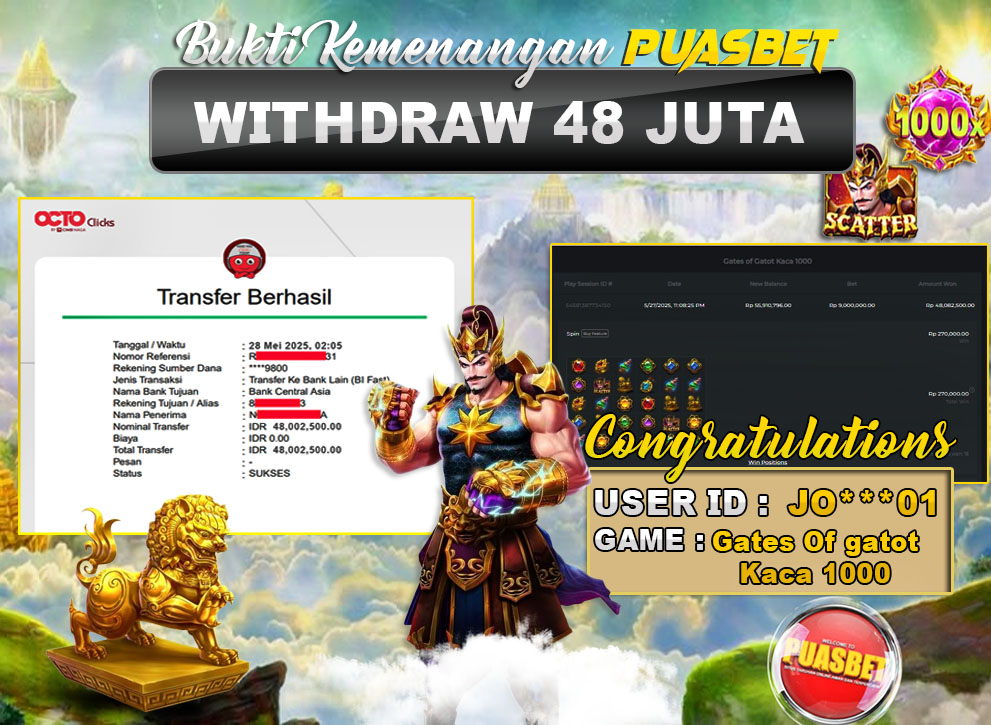 BUKTI WD PUASBET (Pragmatic Play Gates Of Gatot Kaca 1000 Gate Rp. 48,000,000 – LUNAS)