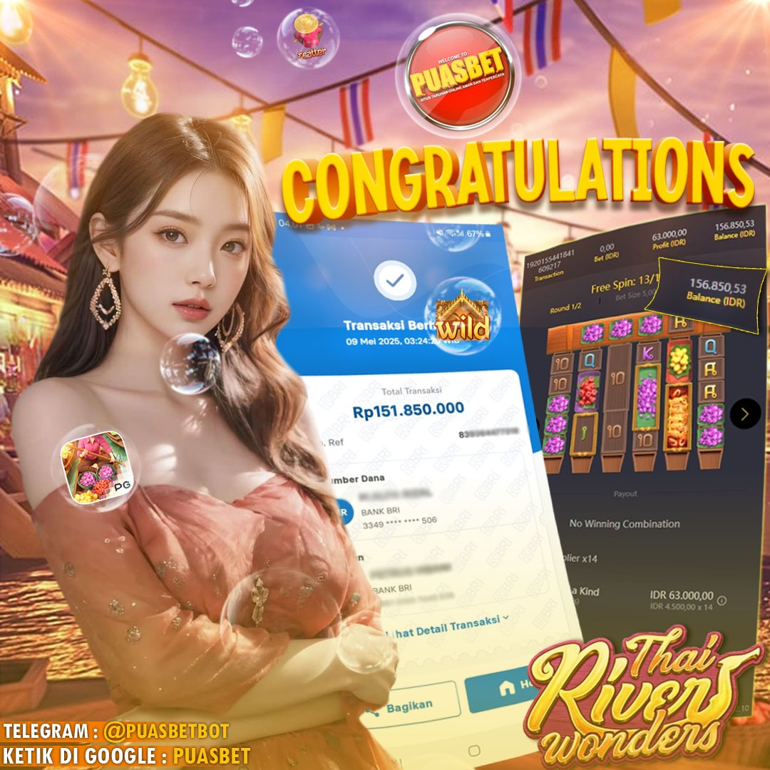 BUKTI WD PUASBET ( PG SOFT THAI RIVER WONDERS Rp. 151,850,000 – LUNAS)