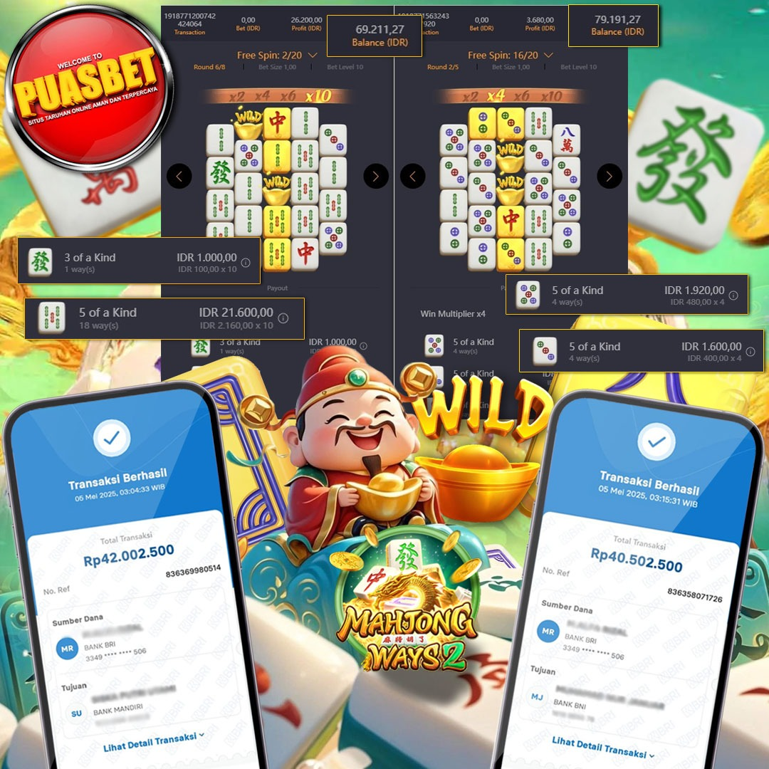 BUKTI WD PUASBET ( PG SOFT MAHJONG WAYS 2 Rp. 42,000,000 – LUNAS)