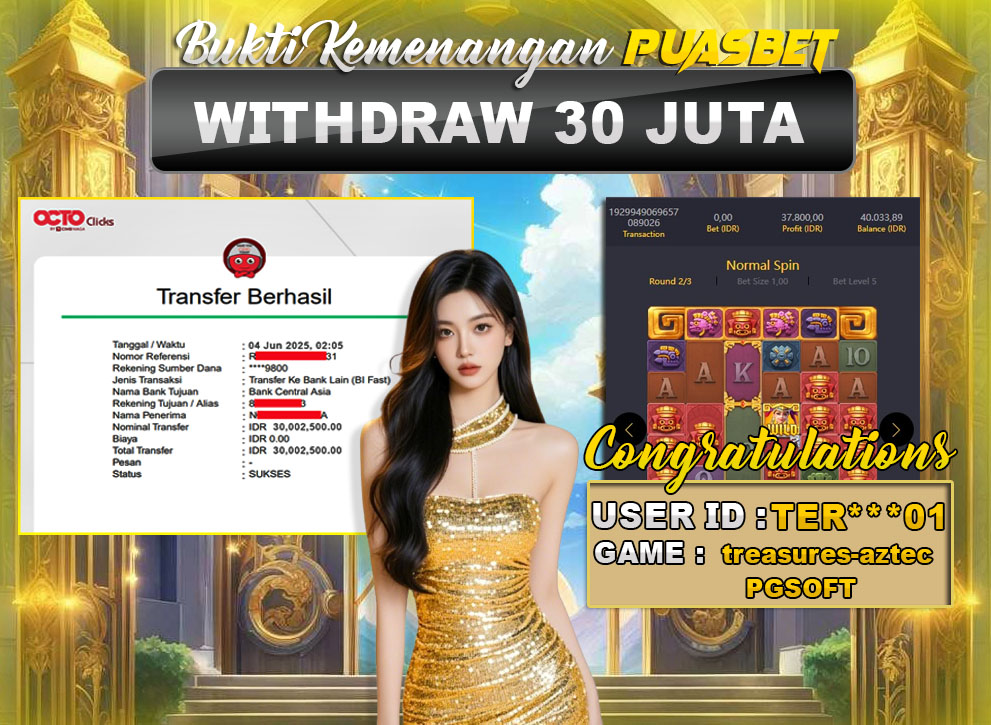 BUKTI WD PUASBET (Pg Soft Treasures Aztec Wins Rp. 30,000,000 – LUNAS)