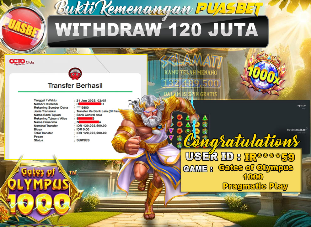 BUKTI WD PUASBET (PG Soft The Great Icecape Rp. 120,000,000 – LUNAS)
