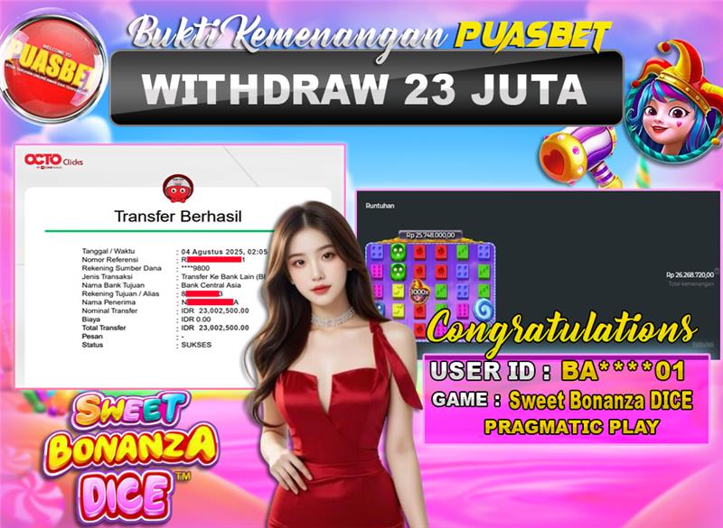 BUKTI WD PUASBET (Pragmatic Play Sweet Bonanza Dice Rp. 23,000,000 – LUNAS)