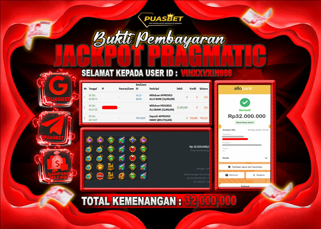 BUKTI WD PUASBET (PRAGMATIC PLAY GAME : GATES OF GATOT KACA 10000  Rp. 32,000,000– LUNAS)