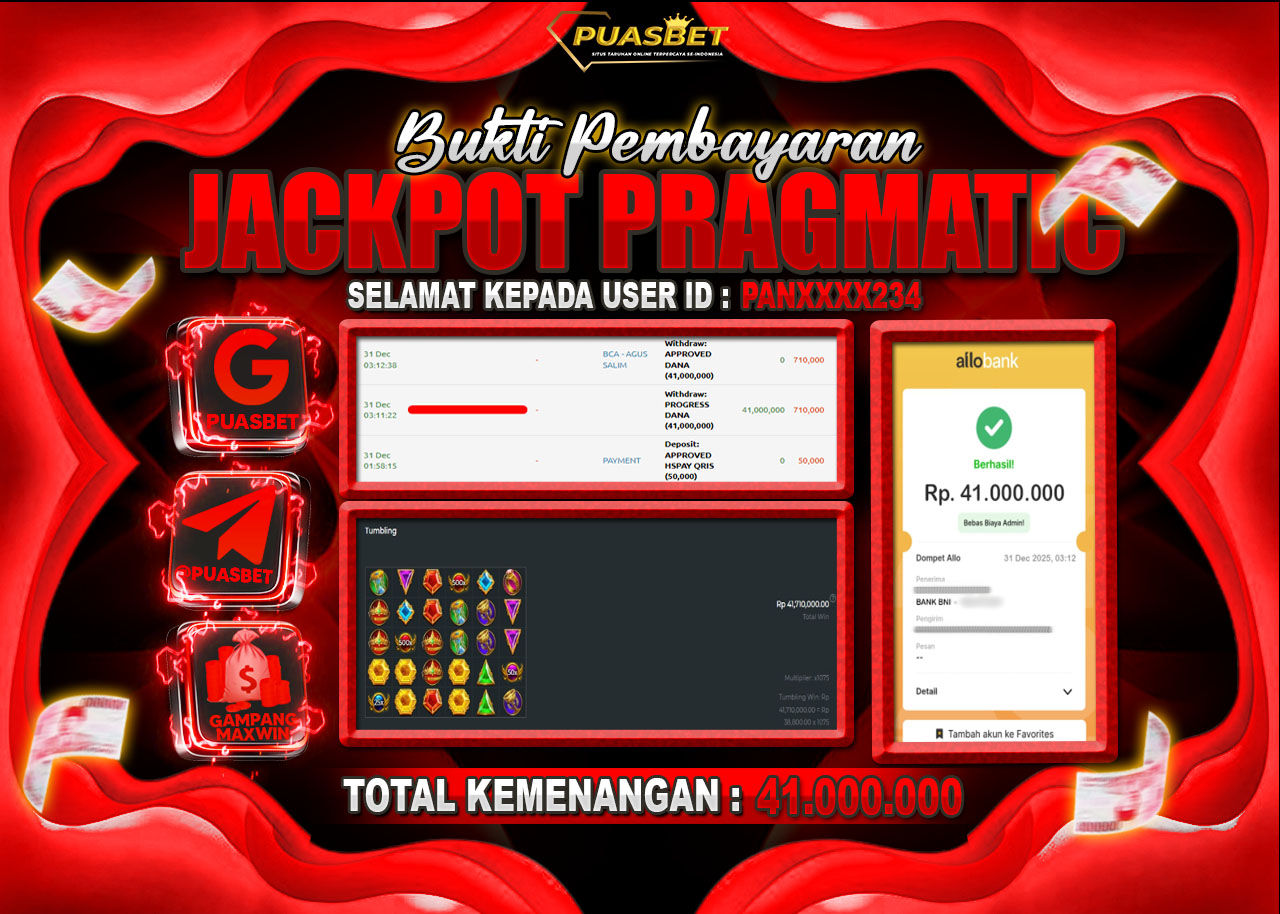 BUKTI WD PUASBET ( Pragmatic Play Gates of Olympus 1000 – Rp. 41,000,000– LUNAS)