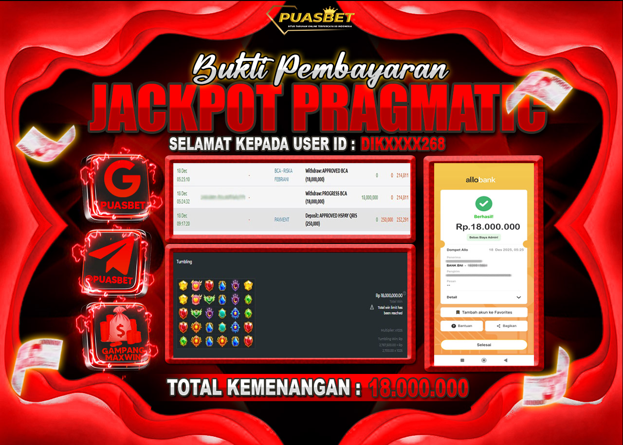 BUKTI WD PUASBET ( Pragmatic Play Starlight Princess 1000 – Rp. 18,000,000– LUNAS)