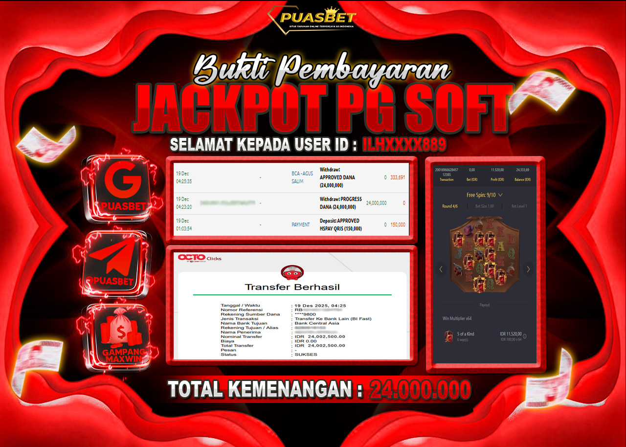 BUKTI WD PUASBET ( PG Soft Wild Bounty Showdown – Rp. 24,000,000– LUNAS)