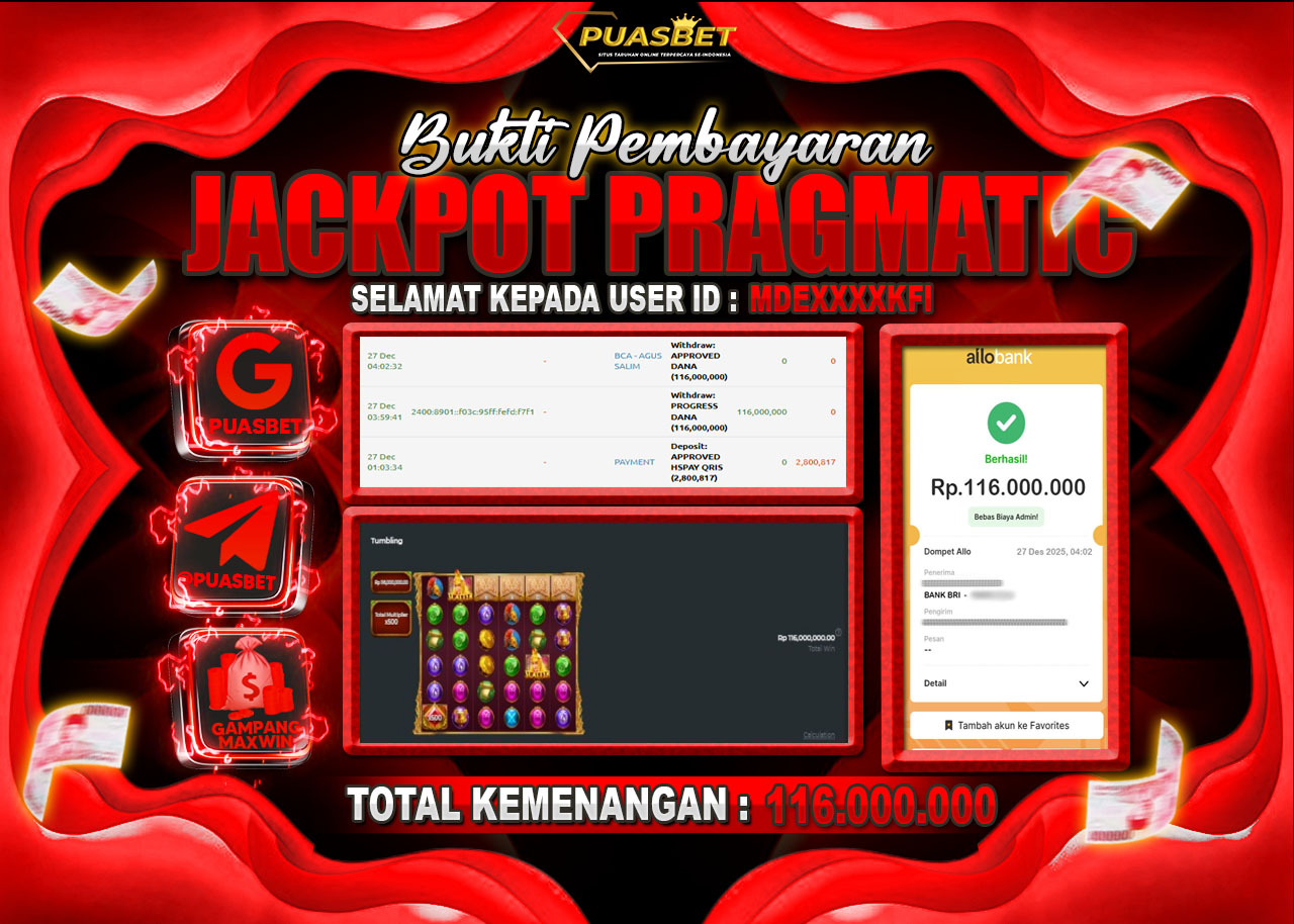 BUKTI WD PUASBET ( Pragmatic Play Wisdom of Athena 1000 – Rp. 116,000,000– LUNAS)