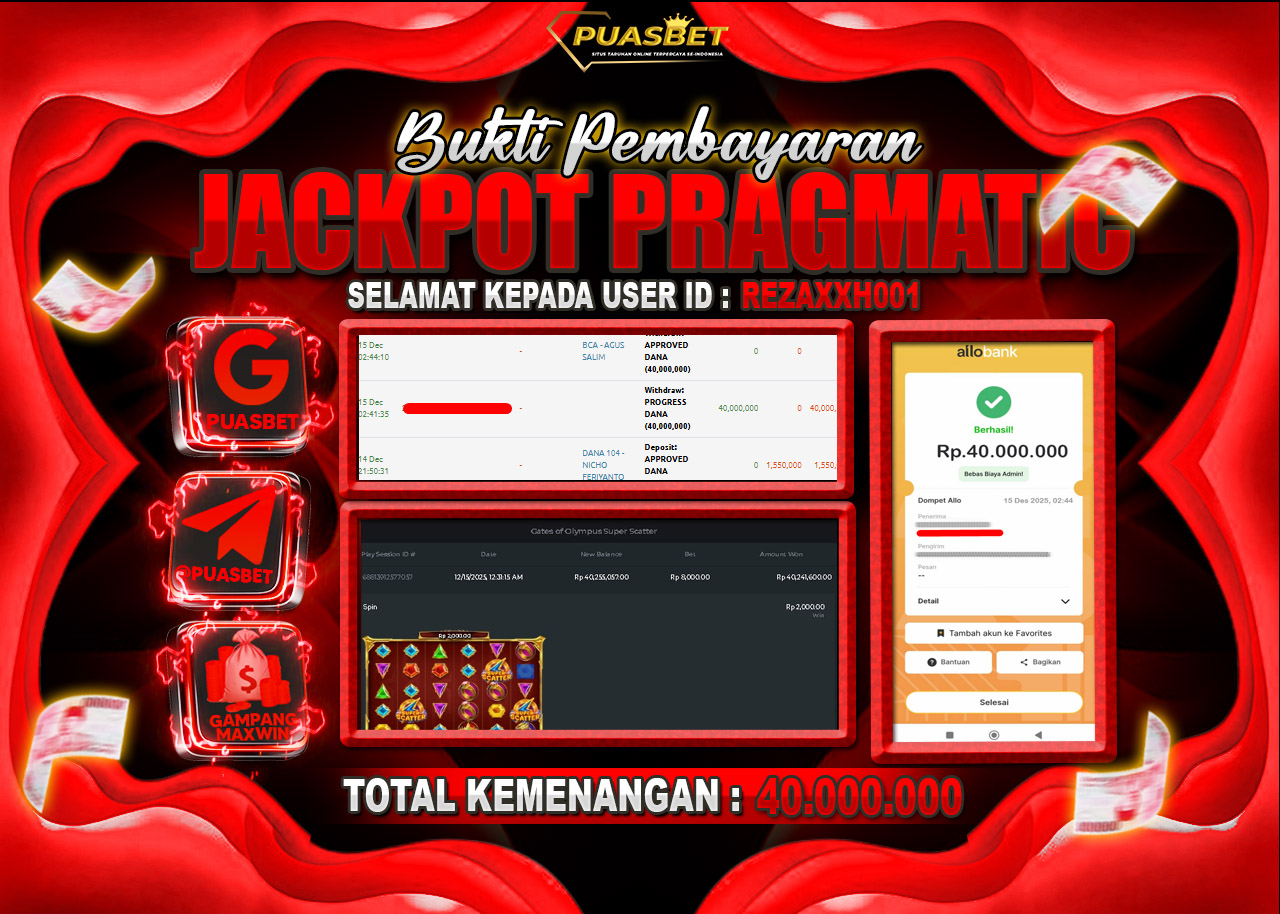 BUKTI WD PUASBET ( PRAGMATIC PLAY GATES OF OLYMPUS SUPER SCATTER – Rp. 40,000,000– LUNAS)