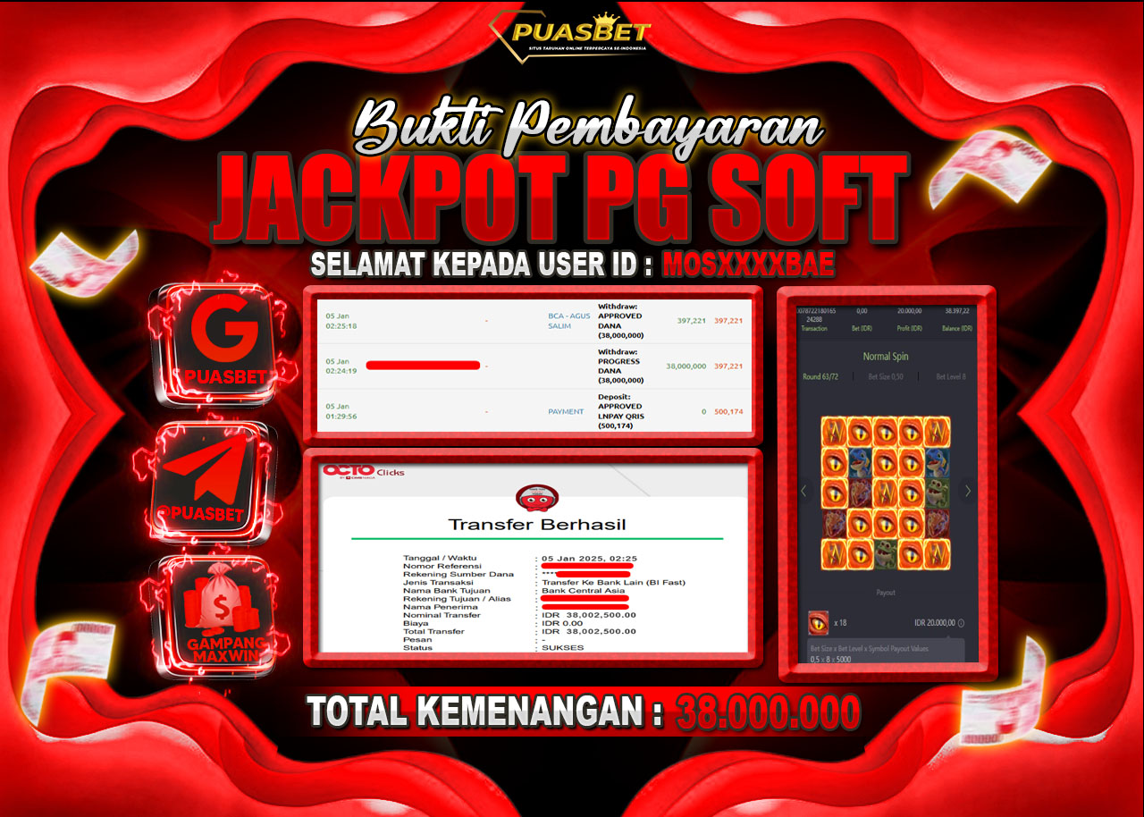 BUKTI WD PUASBET ( PG Soft Dragon Hatch 2 – Rp. 38,000,000– LUNAS)