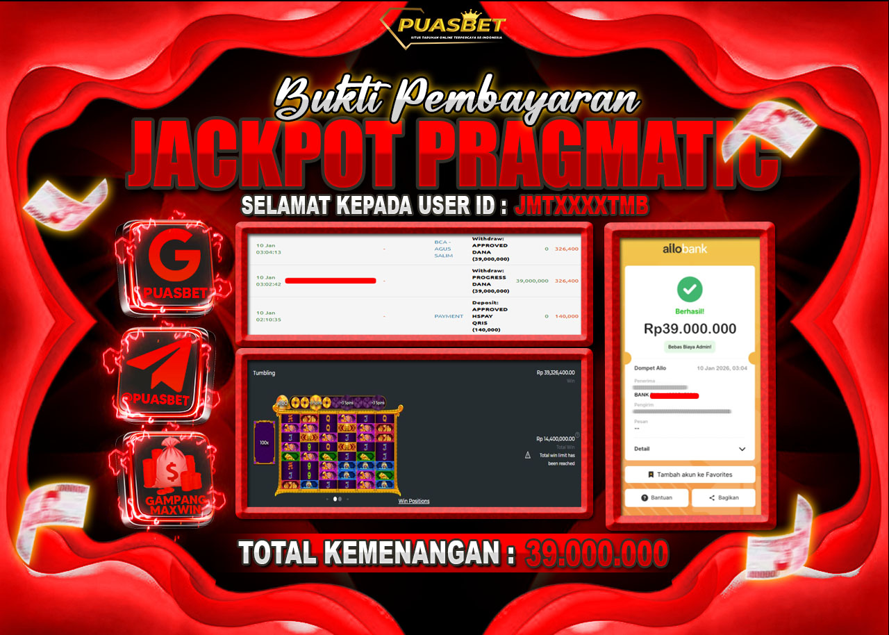 BUKTI WD PUASBET ( Pragmatic Play 5 Lions Megaways 2 – Rp. 39,000,000– LUNAS)