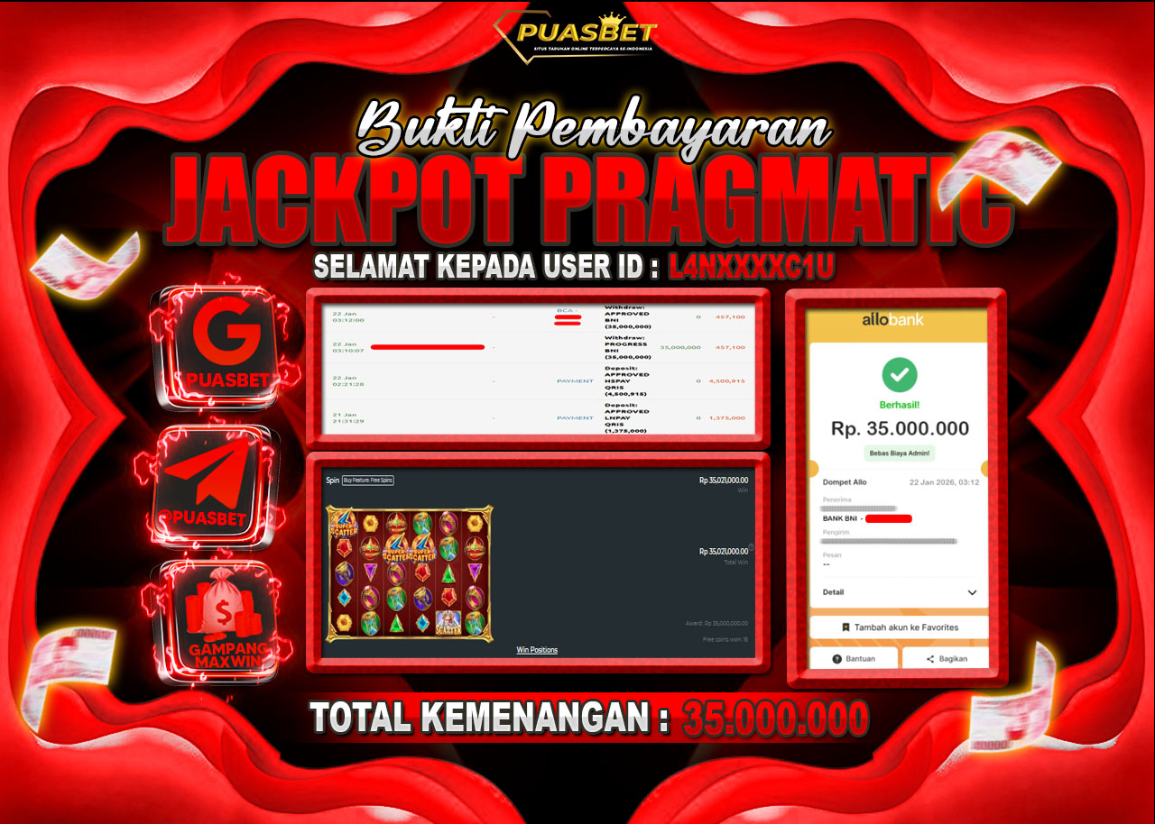 BUKTI WD PUASBET ( Pragmatic Play Gates of Olympus Super Scatter – Rp. 35,000,000– LUNAS)